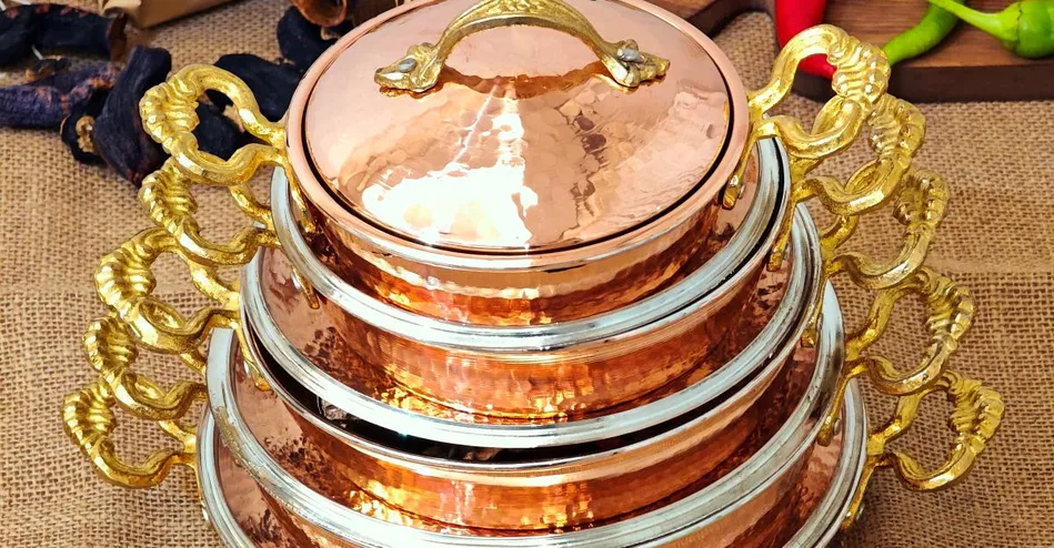 Traditional turkish copper cookware vintage kitchen